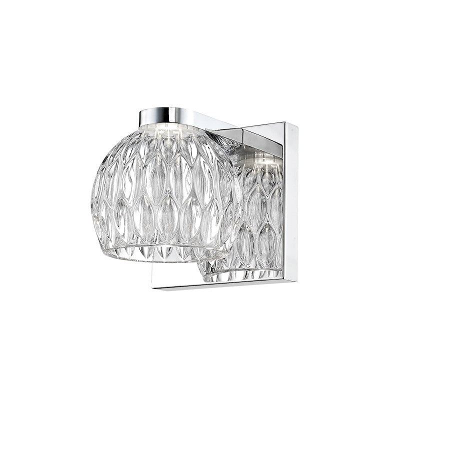 Z-Lite Laurentian 1 Light Wall Sconce, Chrome, Clear - 909-1S-LED
