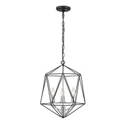 Z-Lite Geo 3 Light Chandelier, Matte Black/Chrome - 918-14MB-CH