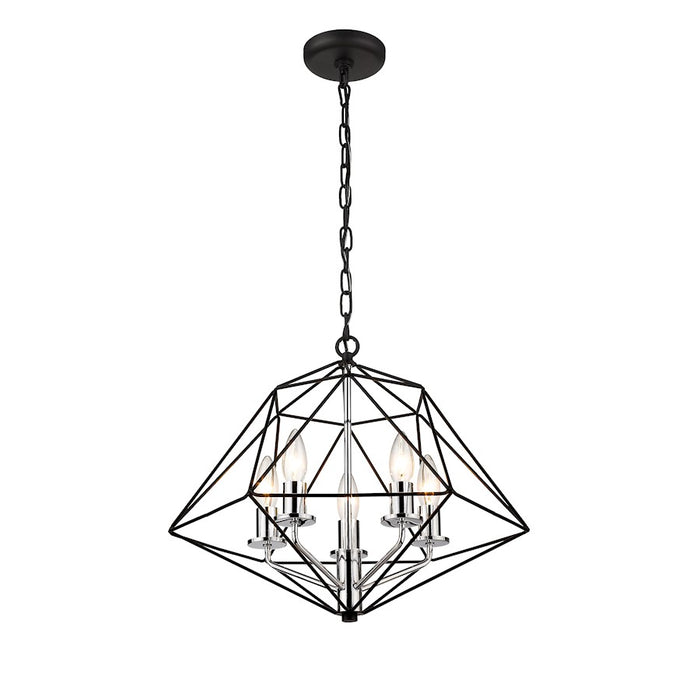 Z-Lite Geo 3 Light Chandelier, Matte Black/Chrome