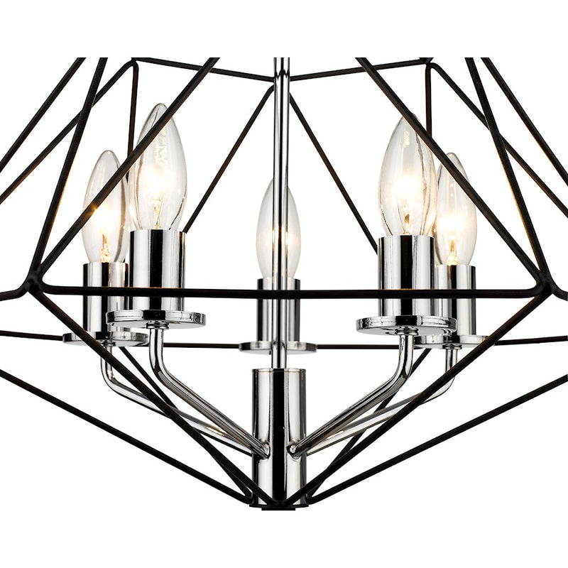 Z-Lite Geo 3 Light Chandelier, Matte Black/Chrome