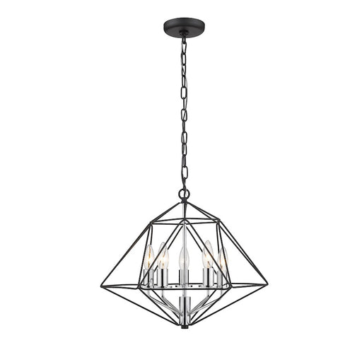 Z-Lite Geo 5 Light Chandelier, Matte Black/Chrome - 918-18MB-CH