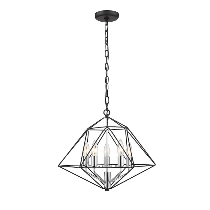 Z-Lite Geo 5 Light Chandelier, Matte Black/Chrome - 918-18MB-CH