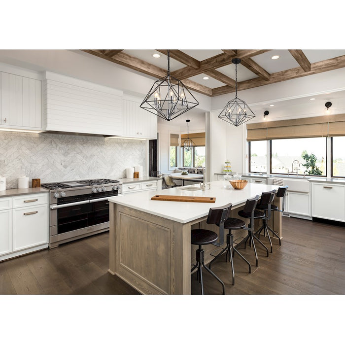 Z-Lite Geo 5 Light Chandelier, Matte Black/Chrome