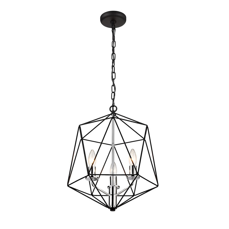 Z-Lite Geo 5 Light Chandelier, Matte Black/Chrome