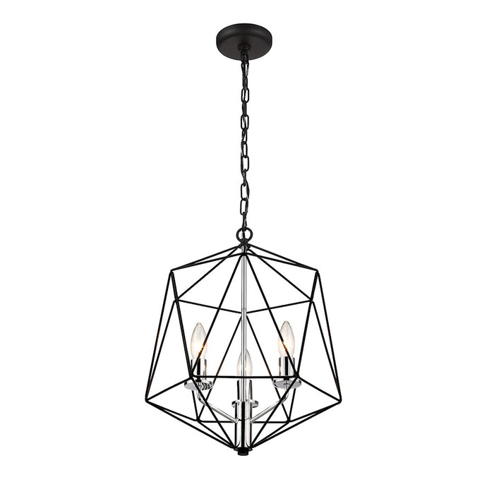 Z-Lite Geo 5 Light Chandelier, Matte Black/Chrome