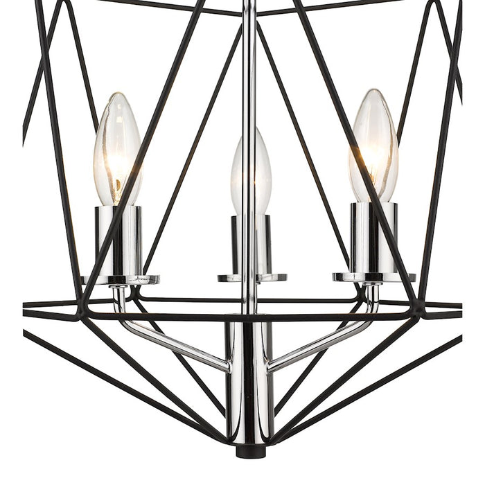 Z-Lite Geo 5 Light Chandelier, Matte Black/Chrome