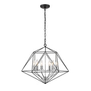 Z-Lite Geo 6 Light Small Chandelier, Matte Black/Chrome - 918-22MB-CH