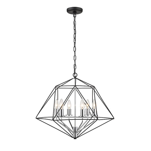 Z-Lite Geo 6 Light Small Chandelier, Matte Black/Chrome - 918-22MB-CH