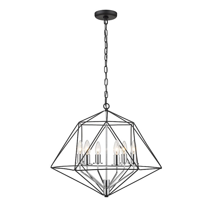 Z-Lite Geo 6 Light Small Chandelier, Matte Black/Chrome - 918-22MB-CH