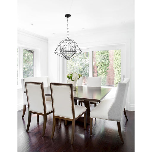 Z-Lite Geo 6 Light Small Chandelier, Matte Black/Chrome