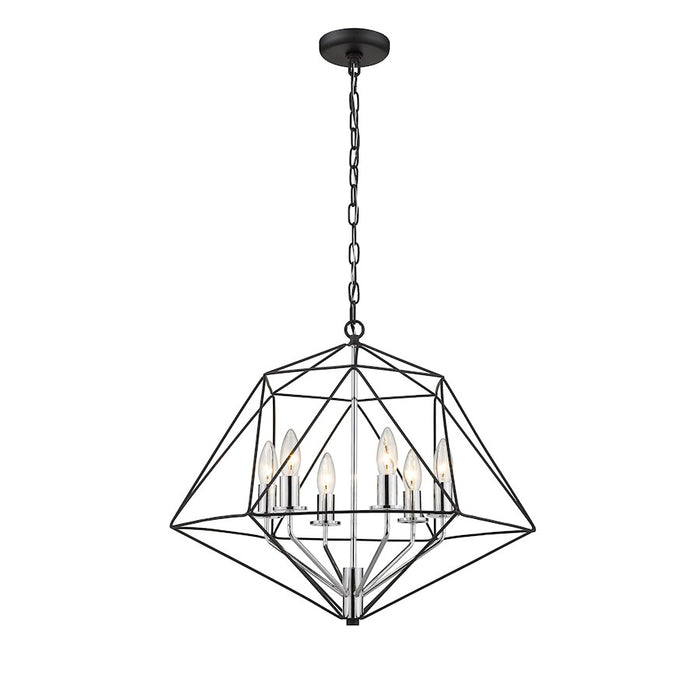 Z-Lite Geo 6 Light Small Chandelier, Matte Black/Chrome
