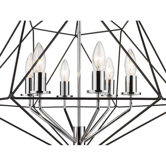 Z-Lite Geo 6 Light Small Chandelier, Matte Black/Chrome