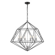 Z-Lite Geo 6 Light Medium Chandelier, Matte Black/Chrome - 918-30MB-CH