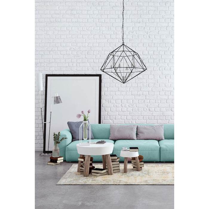 Z-Lite Geo 6 Light Medium Chandelier, Matte Black/Chrome