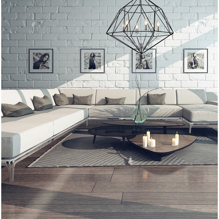 Z-Lite Geo 6 Light Medium Chandelier, Matte Black/Chrome