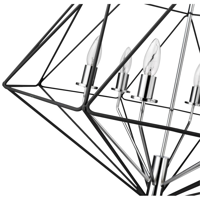 Z-Lite Geo 6 Light Medium Chandelier, Matte Black/Chrome