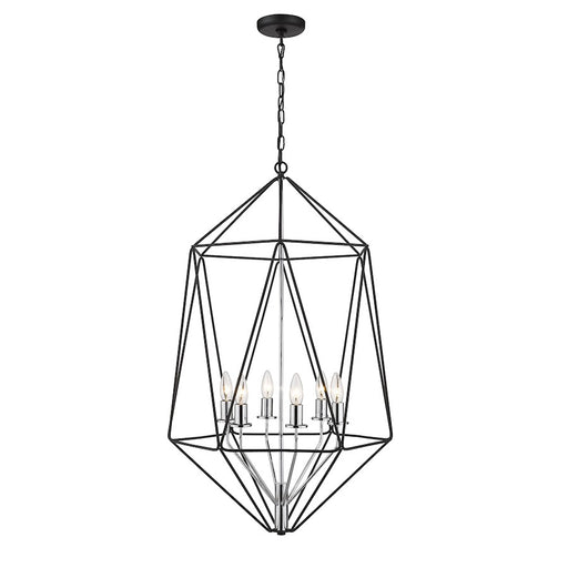 Z-Lite Geo 6 Light Large Chandelier, Matte Black/Chrome - 918-35MB-CH