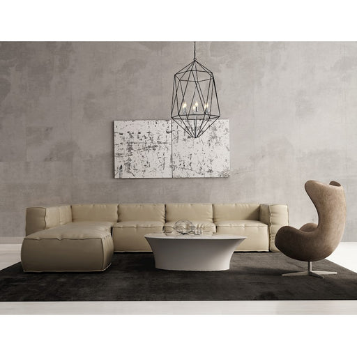 Z-Lite Geo 6 Light Large Chandelier, Matte Black/Chrome