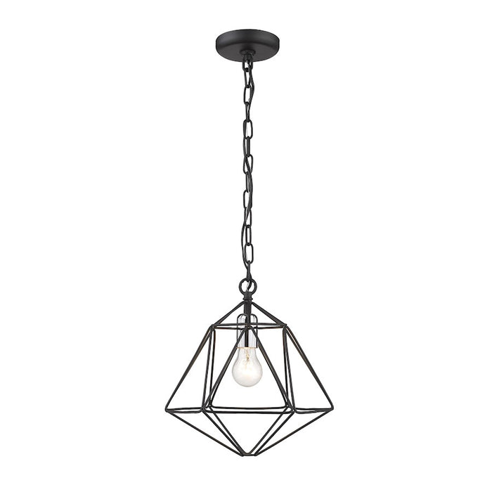 Z-Lite Geo 1 Light Mini Pendant, Matte Black/Chrome - 918MP-MB-CH