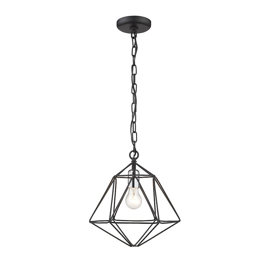 Z-Lite Geo 1 Light Mini Pendant, Matte Black/Chrome - 918MP-MB-CH
