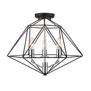 Z-Lite Geo 3 Light Semi Flush Mount, Matte Black/Chrome - 918SF-MB-CH