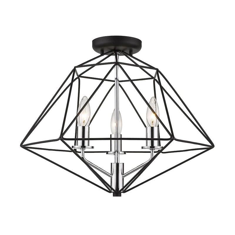 Z-Lite Geo 3 Light Semi Flush Mount, Matte Black/Chrome