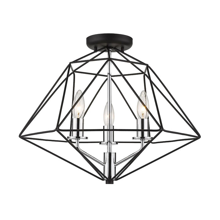 Z-Lite Geo 3 Light Semi Flush Mount, Matte Black/Chrome