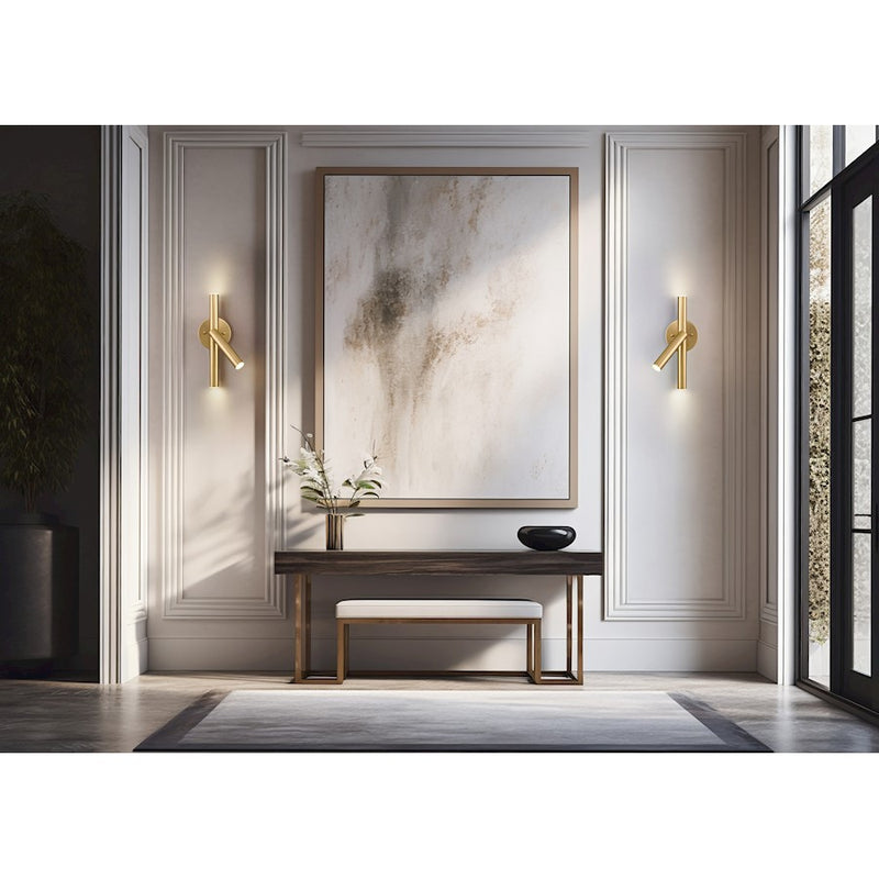 Z-Lite Saxon 3 Light Wall Sconce, Modern Gold/Modern Gold