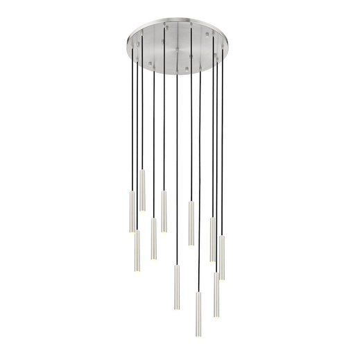 Z-Lite Forest 11 Light 12" Chandelier, Nickel/Nickel - 919MP12-11R-BN-LED