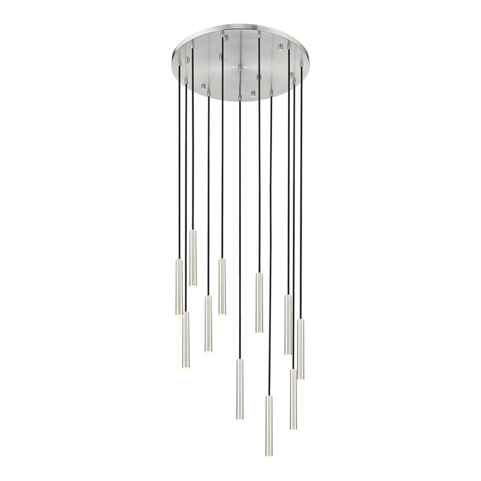 Z-Lite Forest 11Lt 12" Chandelier, Nickel/Nickel - 919MP12-11R-BN-LED