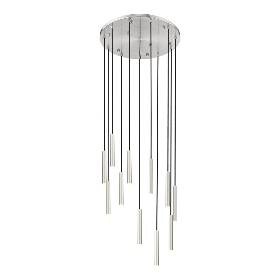 Z-Lite Forest 11Lt 12" Chandelier, Nickel/Nickel - 919MP12-11R-BN-LED