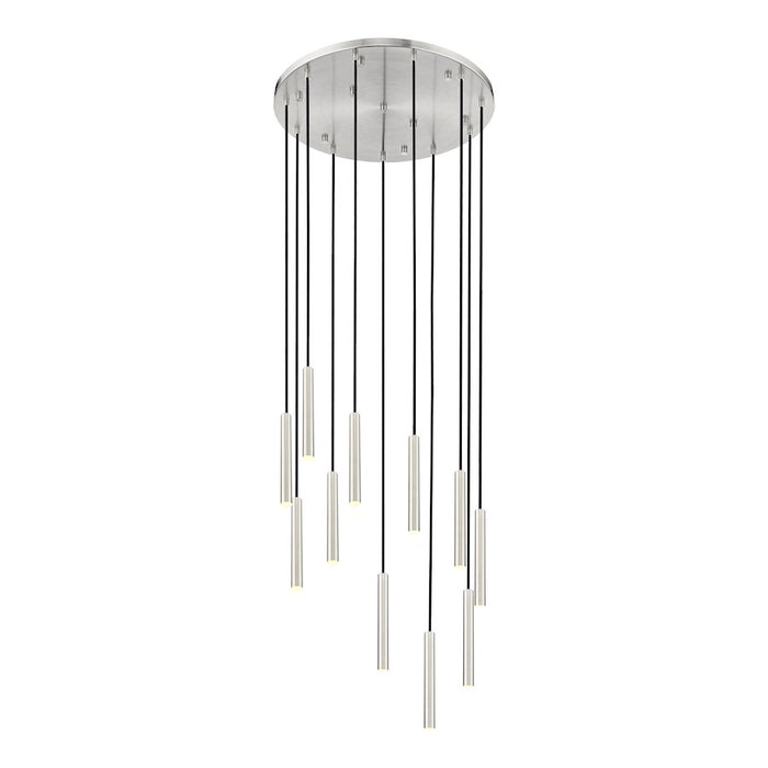 Z-Lite Forest 11 Light 12" Chandelier, Nickel/Nickel - 919MP12-11R-BN-LED