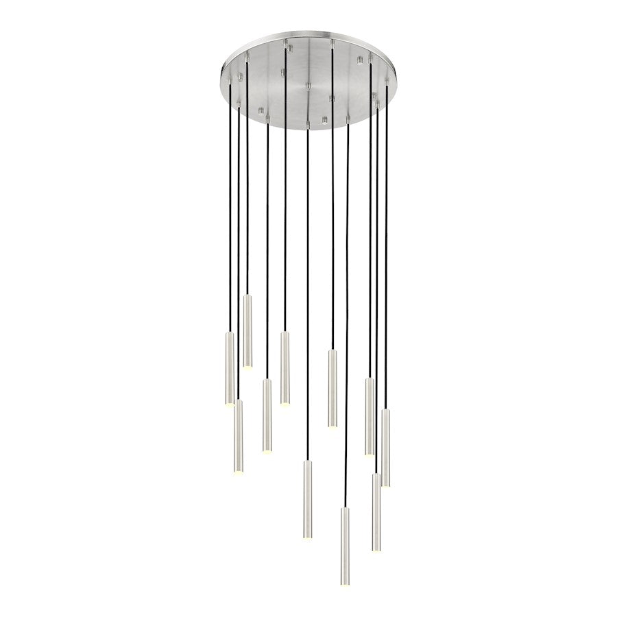 Z-Lite Forest 11 Light 12" Chandelier, Nickel/Nickel - 919MP12-11R-BN-LED
