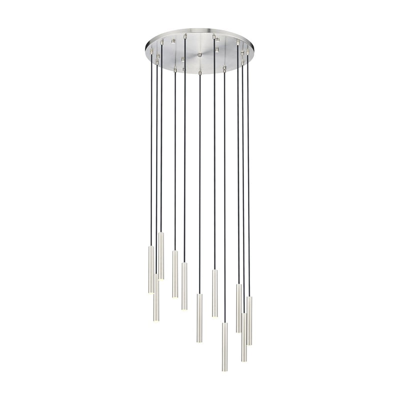 Z-Lite Forest 11 Light 12" Chandelier, Nickel/Nickel