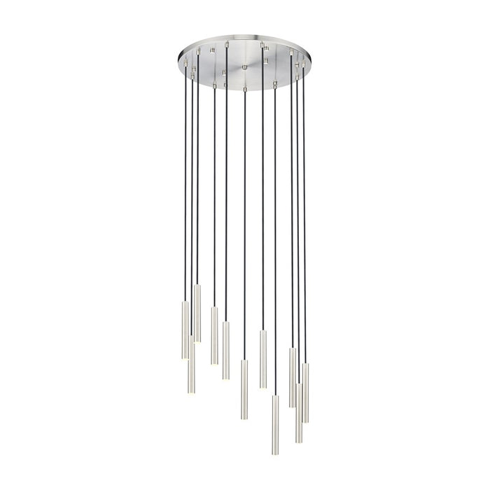 Z-Lite Forest 11 Light 12" Chandelier, Nickel/Nickel