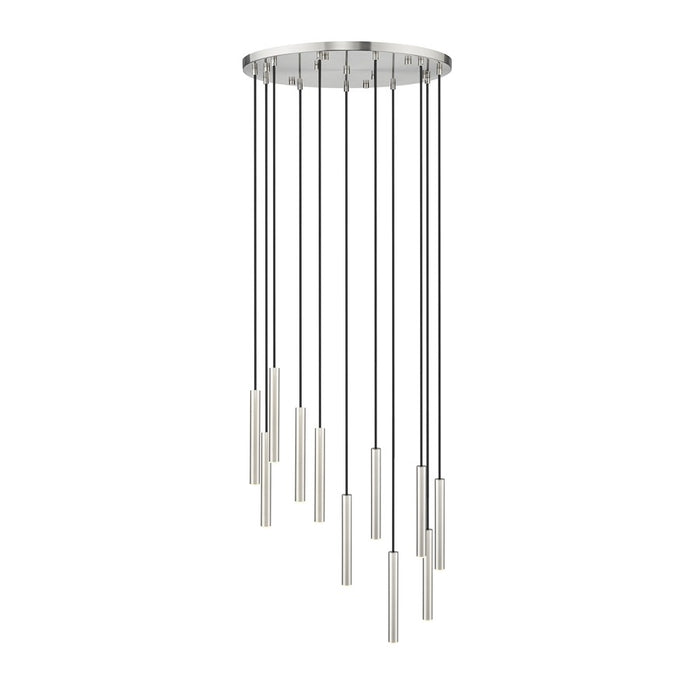Z-Lite Forest 11 Light 12" Chandelier, Nickel/Nickel