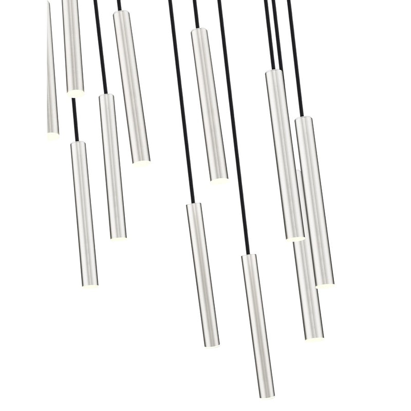 Z-Lite Forest 11 Light 12" Chandelier, Nickel/Nickel