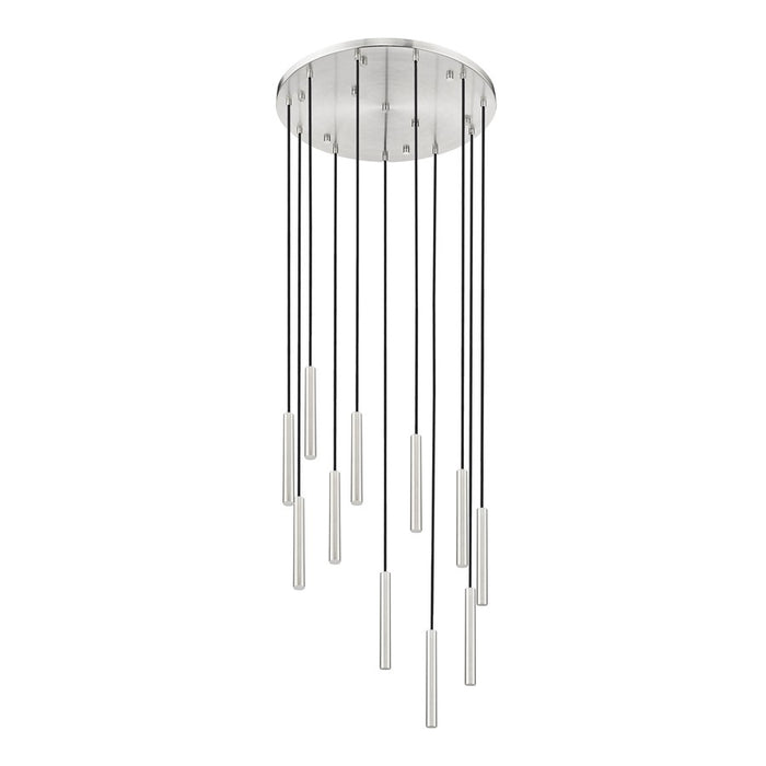 Z-Lite Forest 11 Light 12" Chandelier, Nickel/Nickel