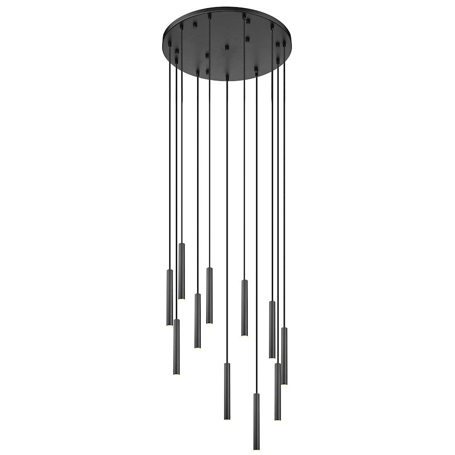 Z-Lite Forest 11 Light 12" Chandelier, Matte Black/Matte Black - 919MP12-11R-MB-LED