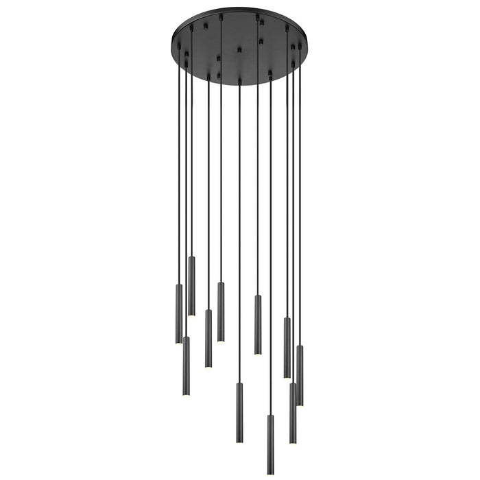 Z-Lite Forest 11Lt 12" Chandelier, Matte Black/Matte Black - 919MP12-11R-MB-LED
