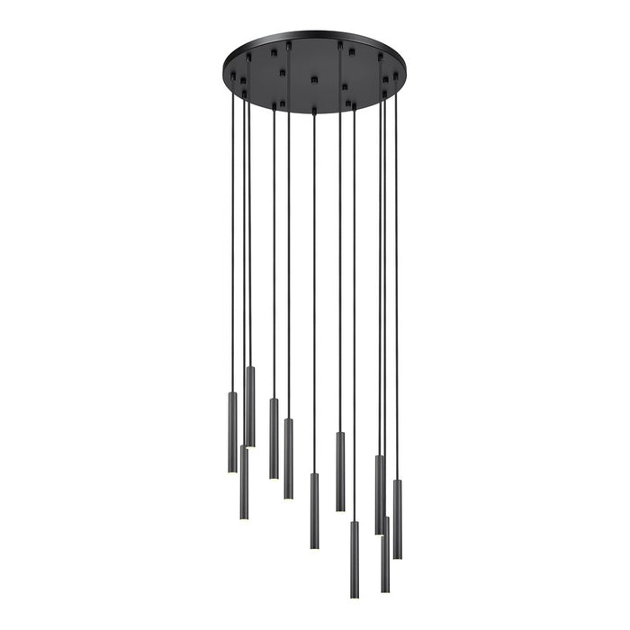 Z-Lite Forest 11 Light 12" Chandelier, Matte Black/Matte Black