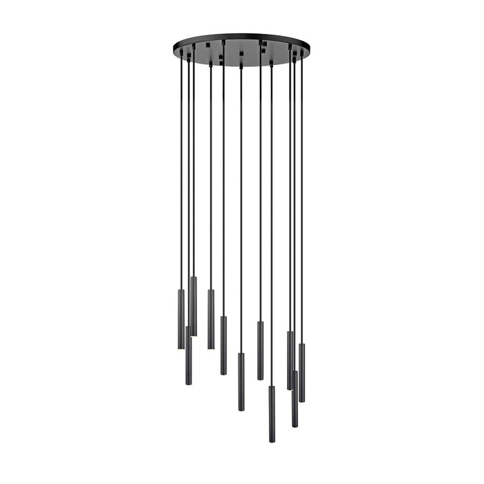 Z-Lite Forest 11 Light 12" Chandelier, Matte Black/Matte Black