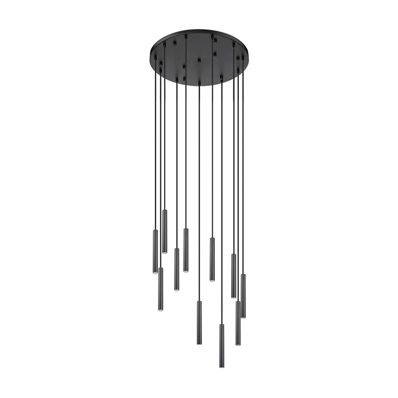Z-Lite Forest 11 Light 12" Chandelier, Matte Black/Matte Black