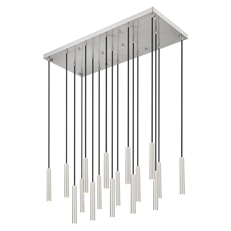 Z-Lite Forest 17Lt 12" LED Linear Chandelier, Nickel/Nickel - 919MP12-17L-BN-LED