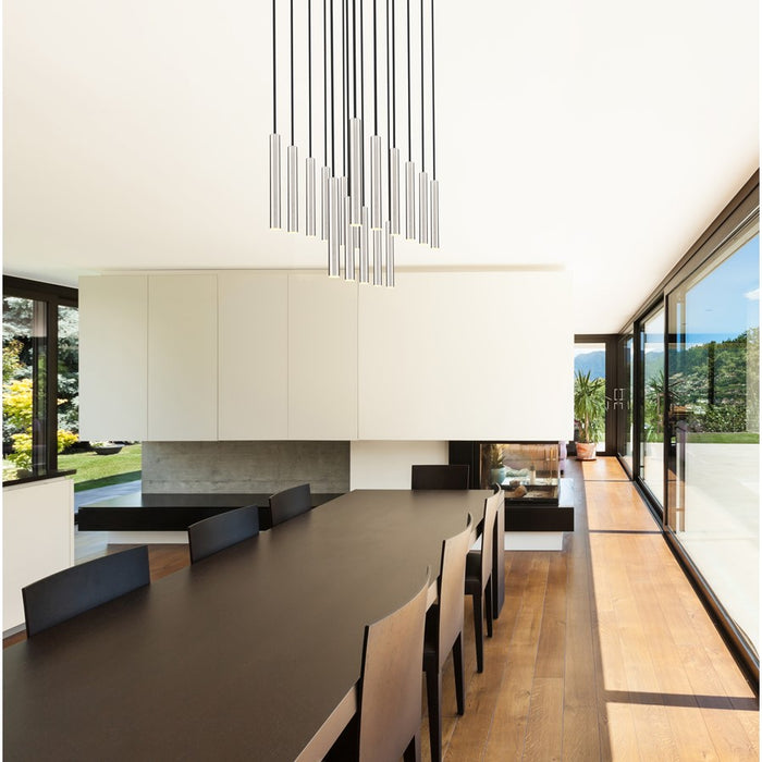 Z-Lite Forest 17Lt 12" LED Linear Chandelier, Nickel/Nickel