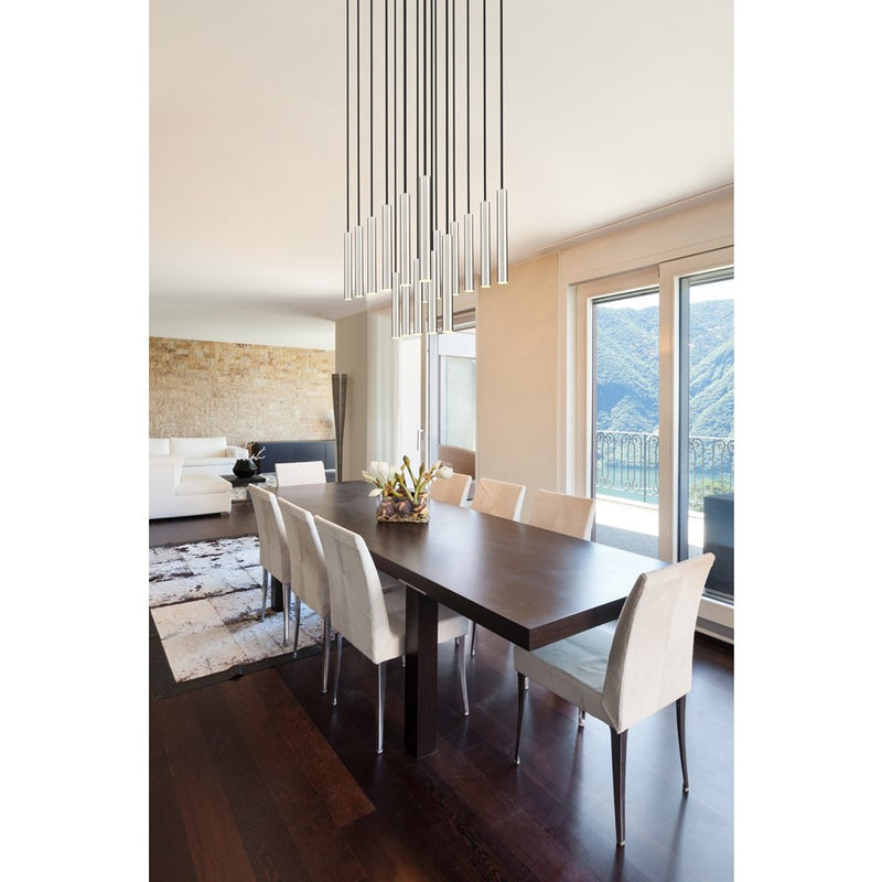 Z-Lite Forest 17 Light 12" LED Linear Chandelier, Nickel/Nickel