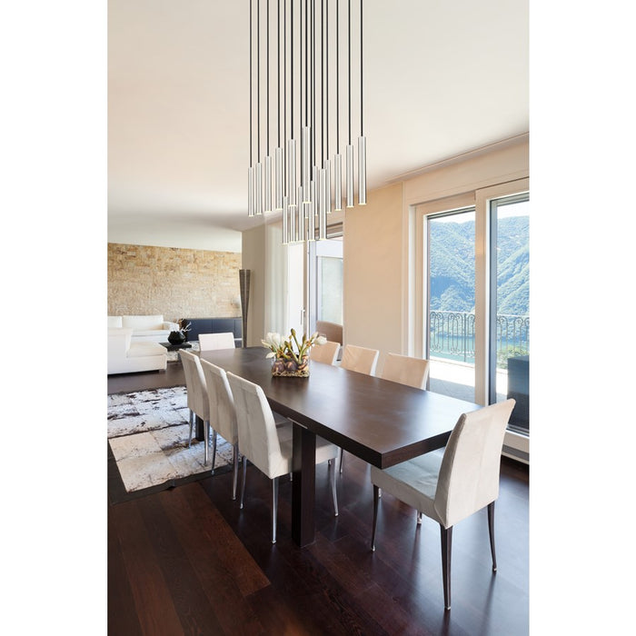 Z-Lite Forest 17Lt 12" LED Linear Chandelier, Nickel/Nickel