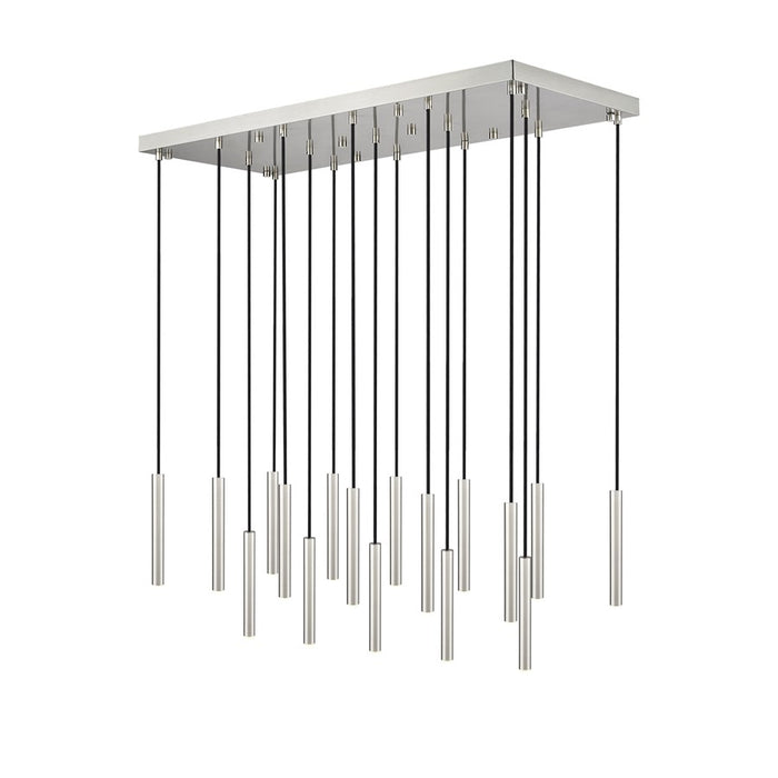 Z-Lite Forest 17Lt 12" LED Linear Chandelier, Nickel/Nickel
