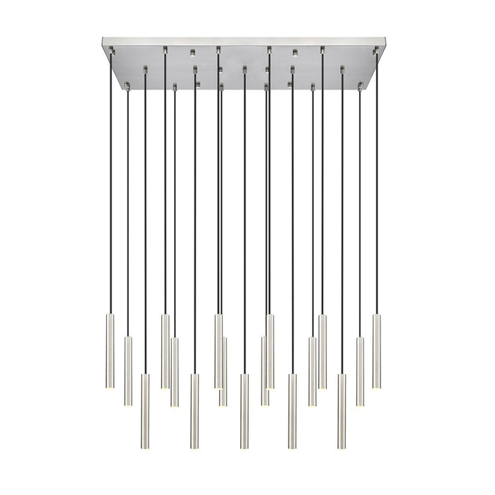 Z-Lite Forest 17Lt 12" LED Linear Chandelier, Nickel/Nickel