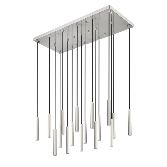Z-Lite Forest 17Lt 12" LED Linear Chandelier, Nickel/Nickel